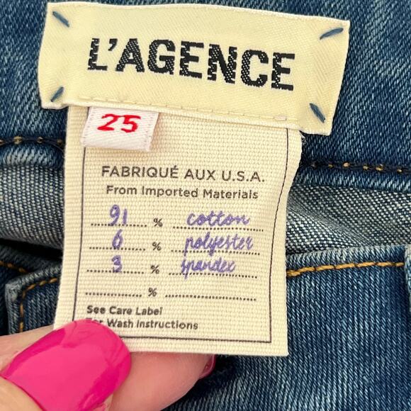 Lagence Womens Size 25 Straight Leg Denim Jeans Blue Medium Wash Zip Stretch - Picture 6 of 8